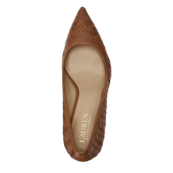 Lauren Ralph Lauren Lanette Woven Leather Pump Polo Tan Color - Picture 2 of 7